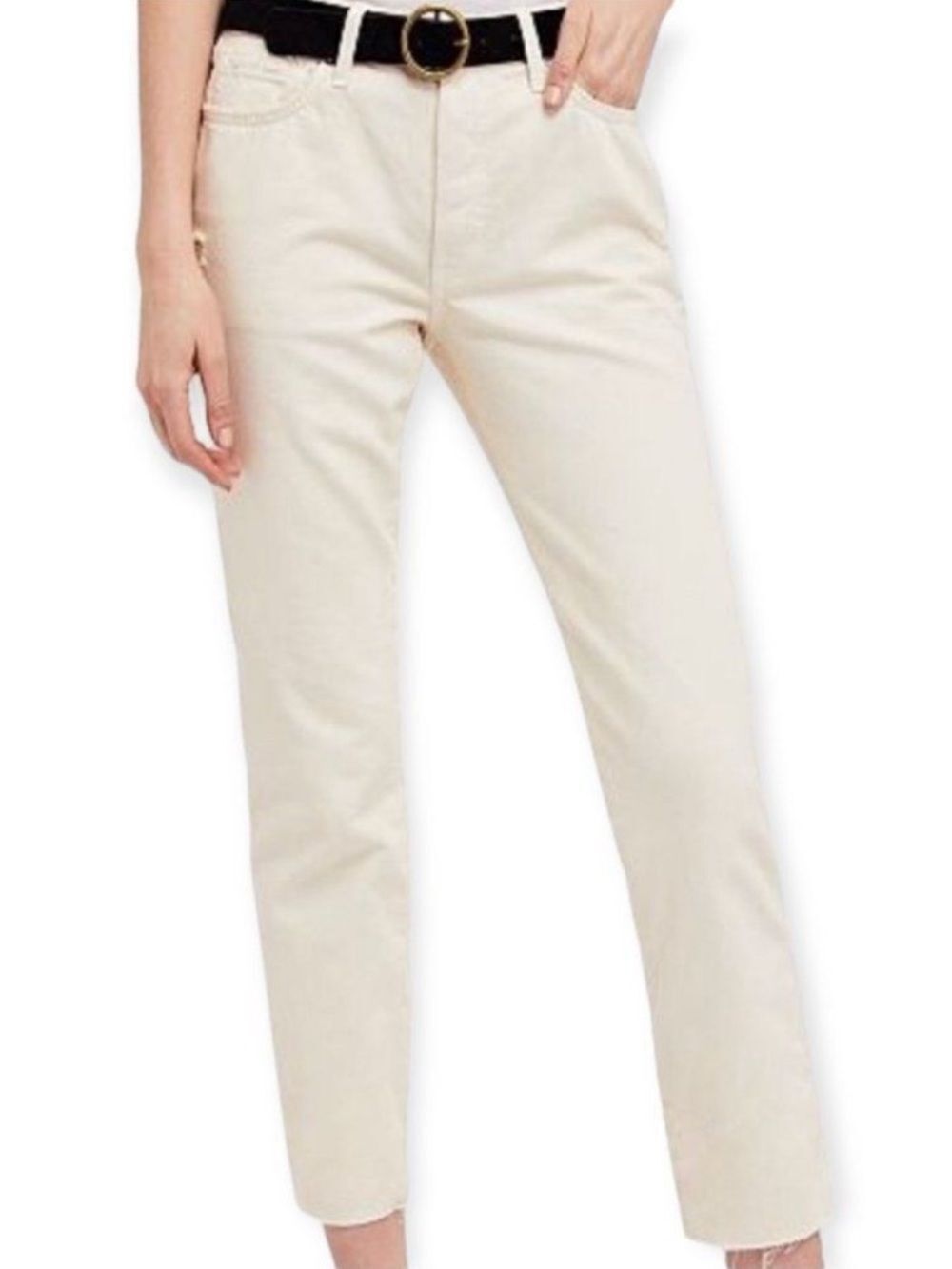 Ivory Mid Rise Straight Leg Jeans Free People NWT